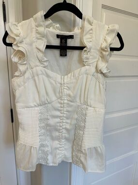 GRASS Collection Ivory Corset Lace Blouse Top RenFaire Renaissance Milkmaid Sz M